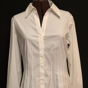 Lafayette white stretch cotton blouse size 12